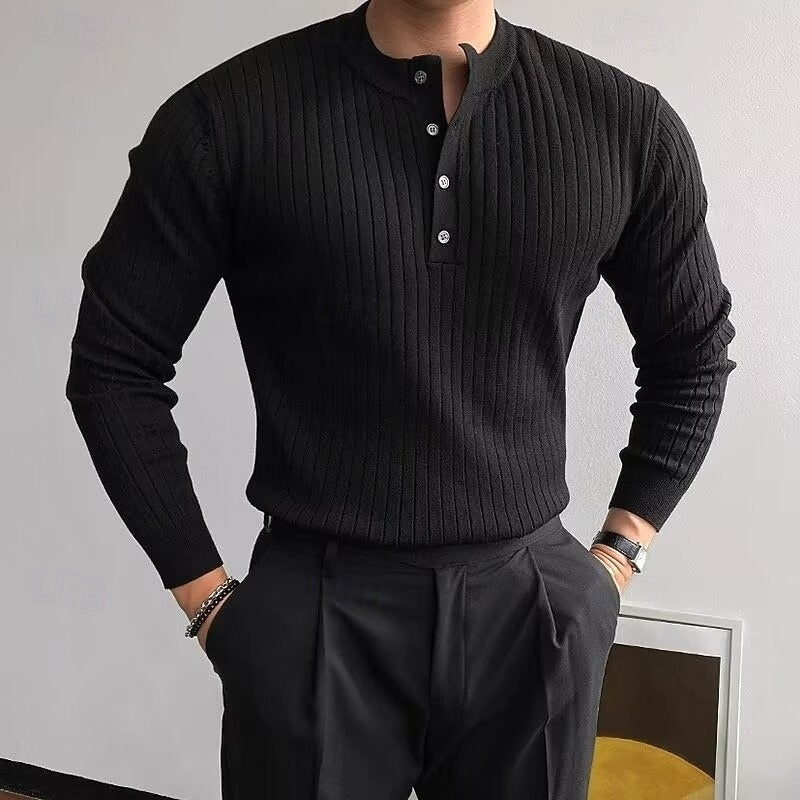 Theo | Geribbelde Henley Trui