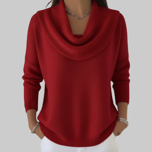 Dames Cowl Neck Lange Mouwen Gebreide Trui