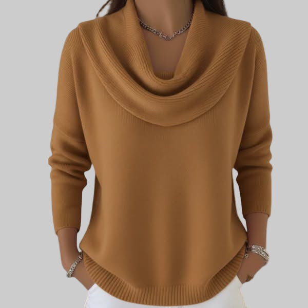 Dames Cowl Neck Lange Mouwen Gebreide Trui