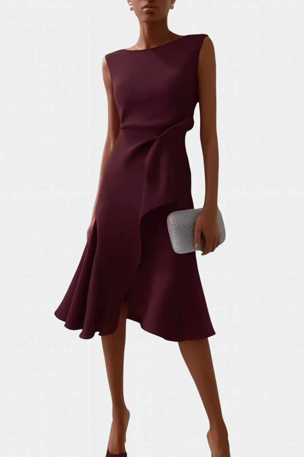 Brittany | Dames Drapé Asymmetrische Midikleed