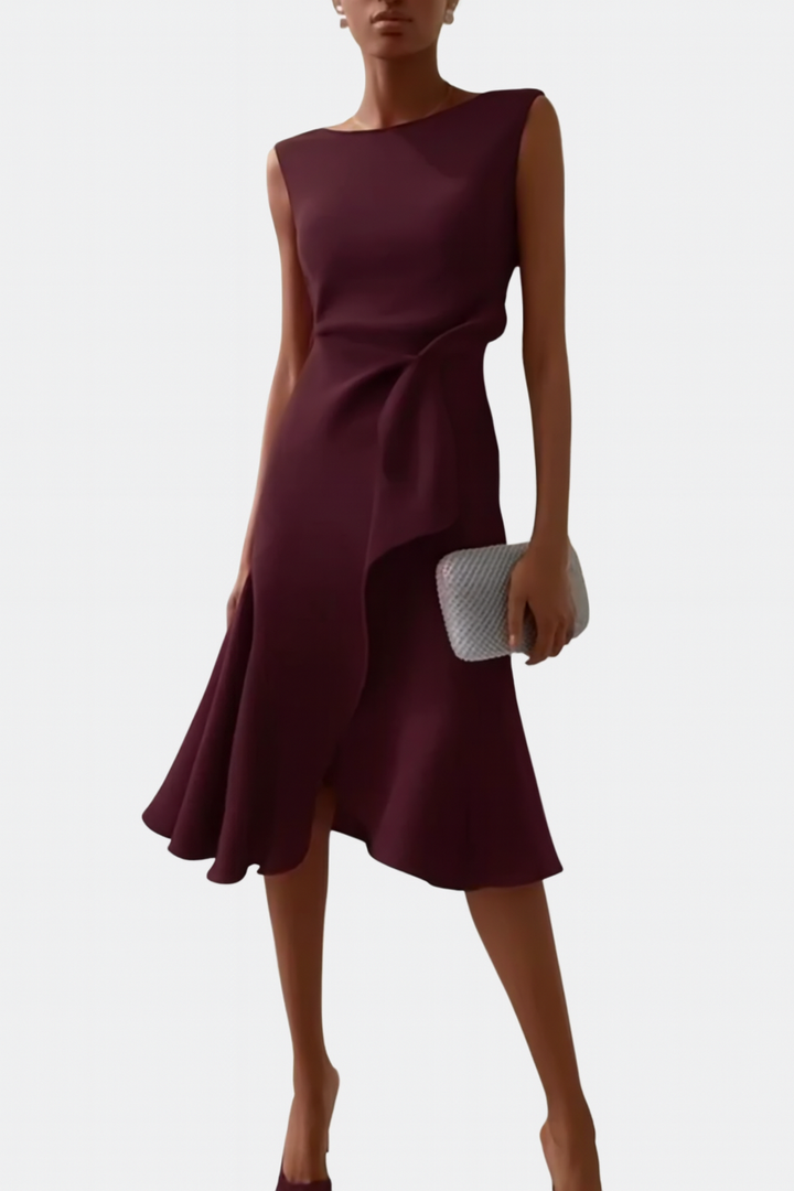 Brittany | Dames Drapé Asymmetrische Midikleed
