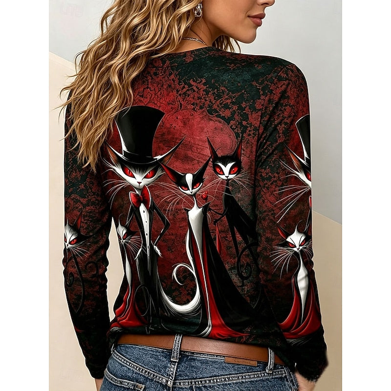 Katherine | Halloween Gothic Graphic Langsleeve Top