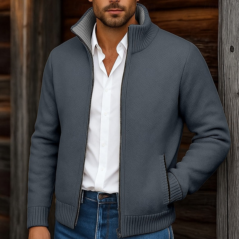 Gregory | Staande Kraag Zip Cardigan