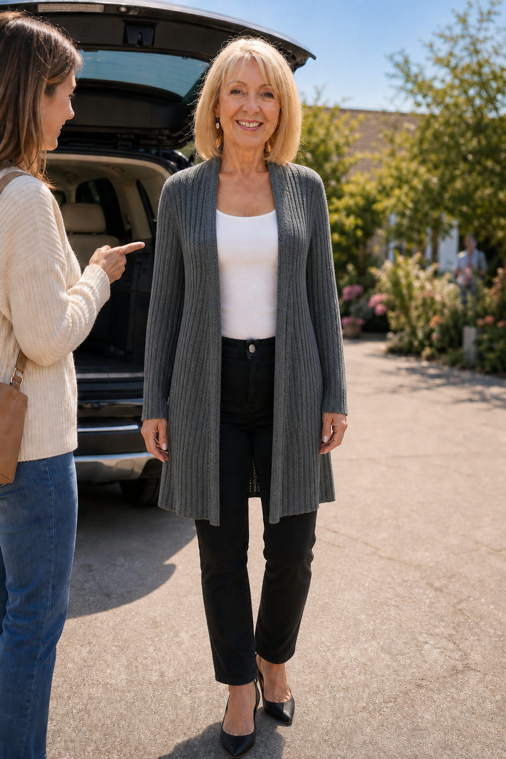 Wearbella – Open-Front Waterfall Brei Cardigan
