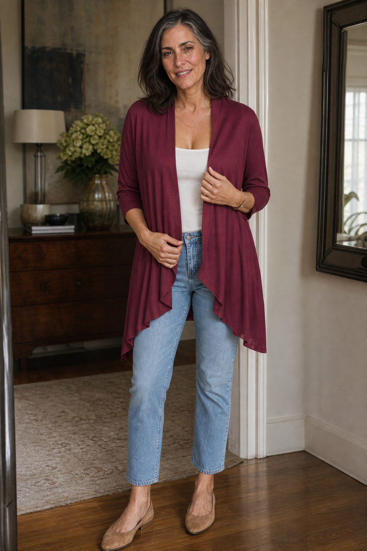 Wearbella – 3/4 Mouw Open Voorkant Waterval Cardigan