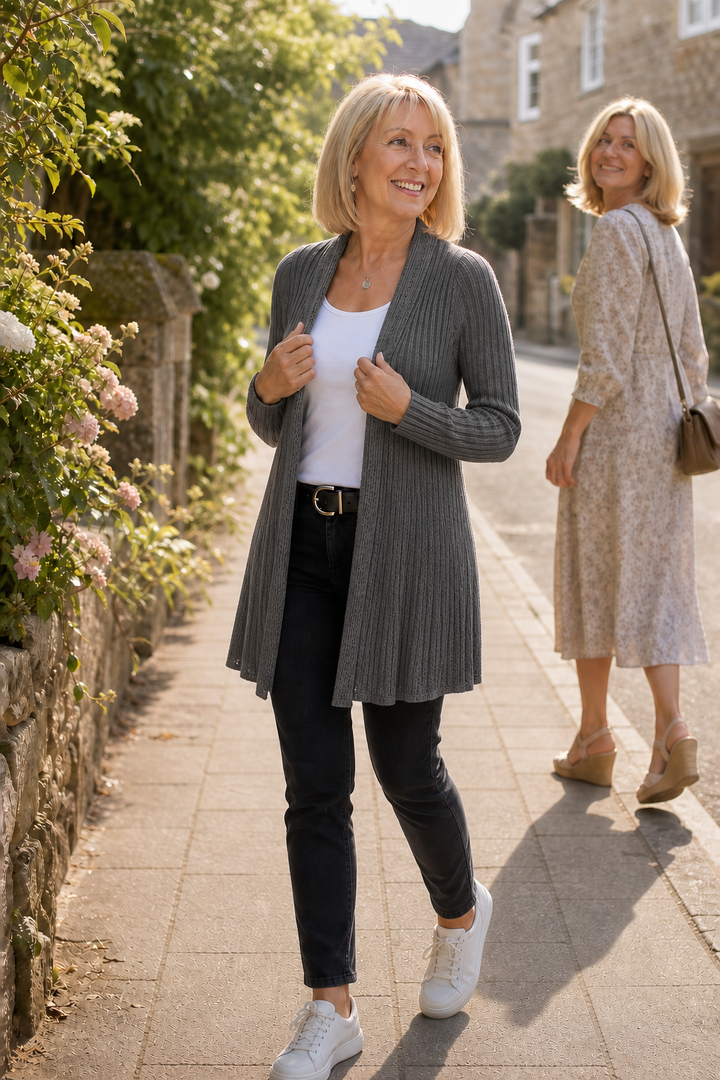 Wearbella – Open-Front Waterfall Brei Cardigan