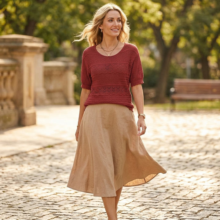 Wovelle – Dames Textured Knit Top voor Warme Dagen