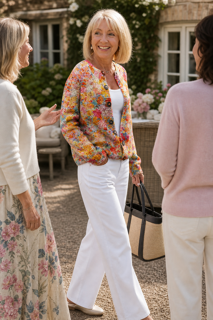 Helena – Gebloemde Open-Voorkant Gebreide Cardigan