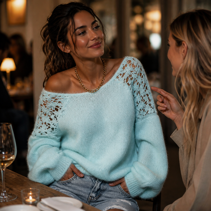 Wearbella – Kantbrei-look trui die verheven lijkt, niet eenvoudig