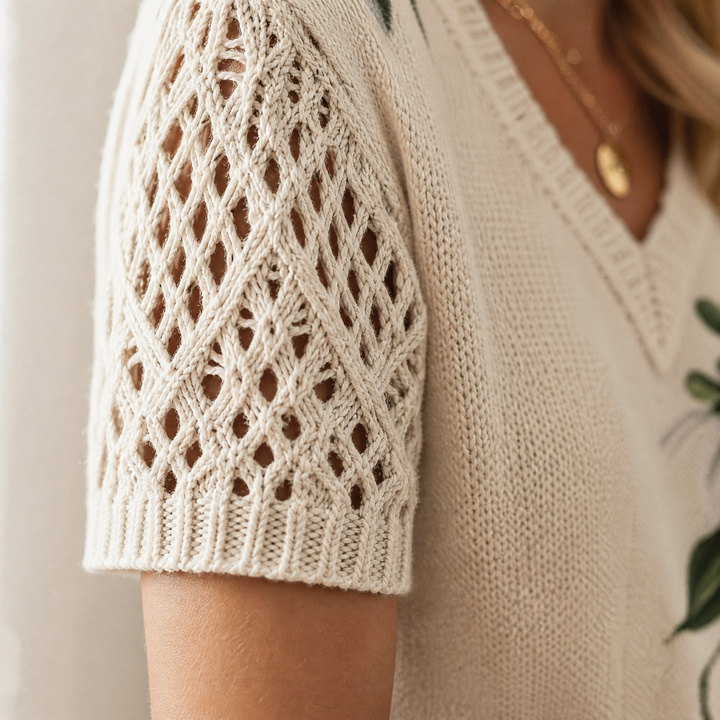Rosavelle - Elegante Haak Mouw Bloemen Top