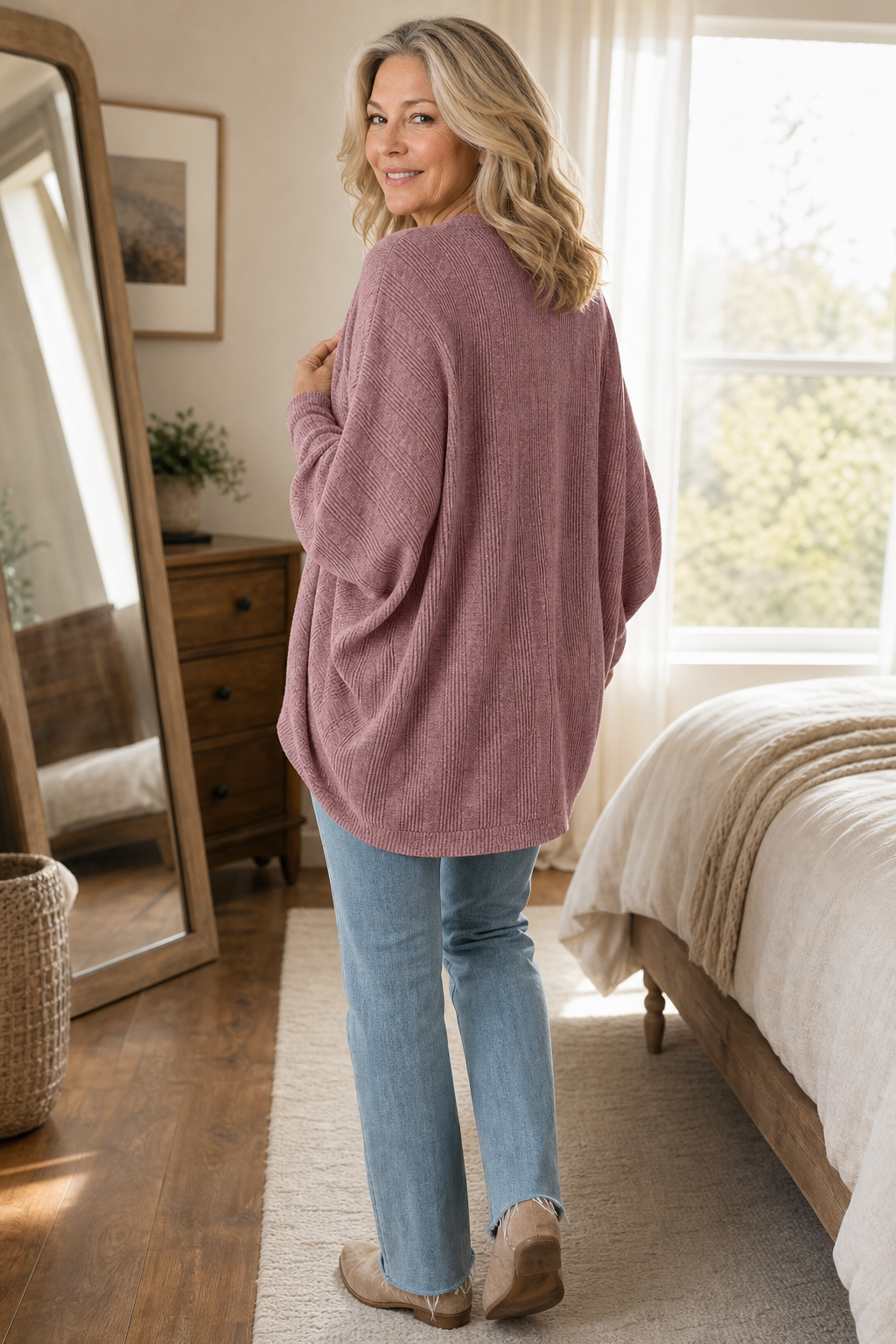 Wearbella – Batwing Mouw Open-Front Gebreide Cardigan