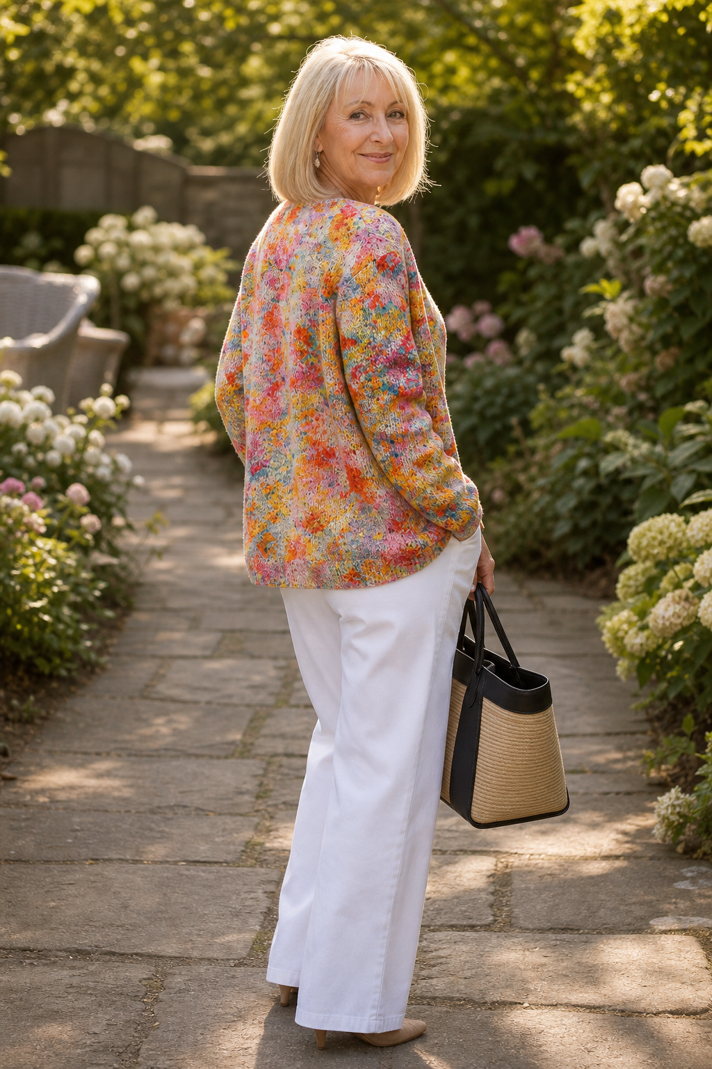 Helena – Gebloemde Open-Voorkant Gebreide Cardigan