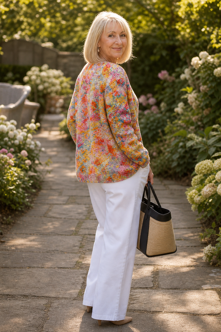 Helena – Gebloemde Open-Voorkant Gebreide Cardigan