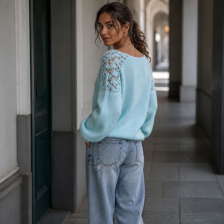 Wearbella – Kantbrei-look trui die verheven lijkt, niet eenvoudig