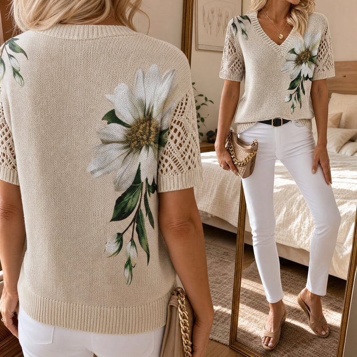 Rosavelle - Elegante Haak Mouw Bloemen Top