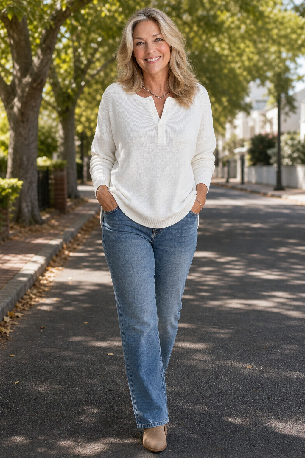 Wearbella – V-hals Knop Placket Breisweater