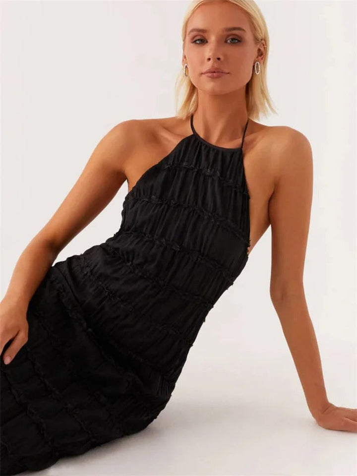 Dieka | Elegante Halter Maxi-Jurk met Open Rug