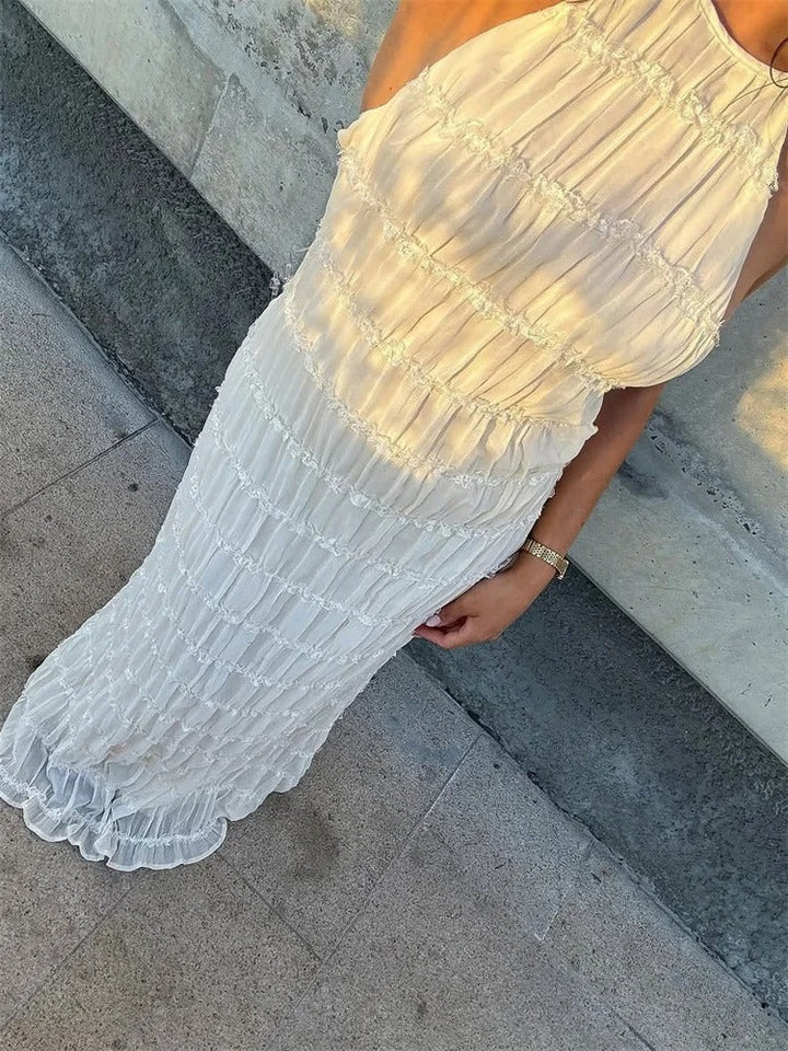 Dieka | Elegante Halter Maxi-Jurk met Open Rug