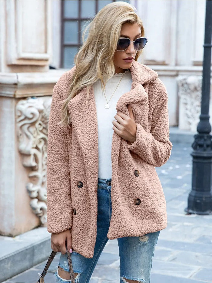 SOPHIA – ELEGANTE DOUBLES-BREASTED TEDDY COAT