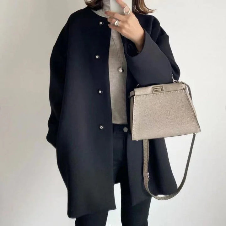 Vrouwen Elegante Oversized Knop Voor Winterjas