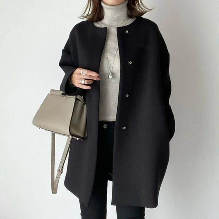 Vrouwen Elegante Oversized Knop Voor Winterjas