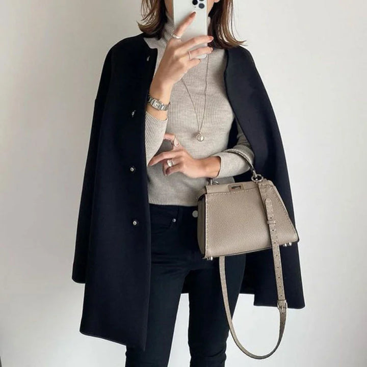 Vrouwen Elegante Oversized Knop Voor Winterjas