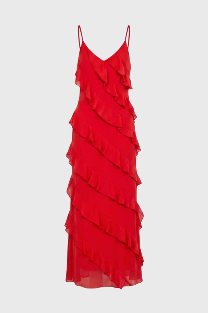 Lichtblauwe Maxi Jurk met Volants