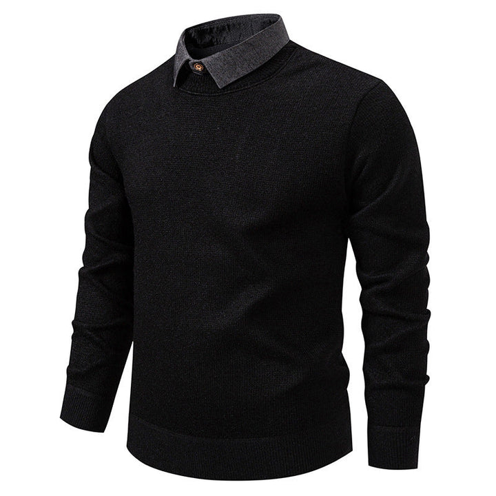 Van Dam | Heren Gebreide Pullover met Kraag Accent