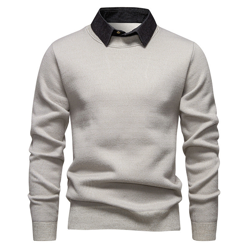 Van Dam | Heren Gebreide Pullover met Kraag Accent