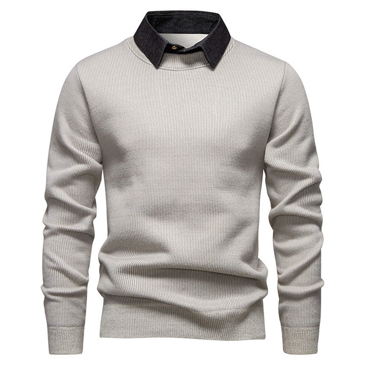 Van Dam | Heren Gebreide Pullover met Kraag Accent