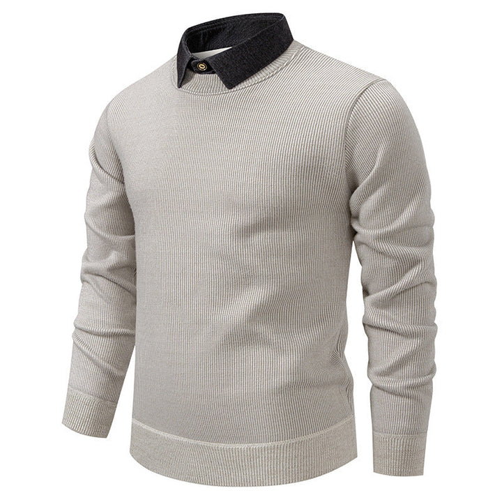 Van Dam | Heren Gebreide Pullover met Kraag Accent