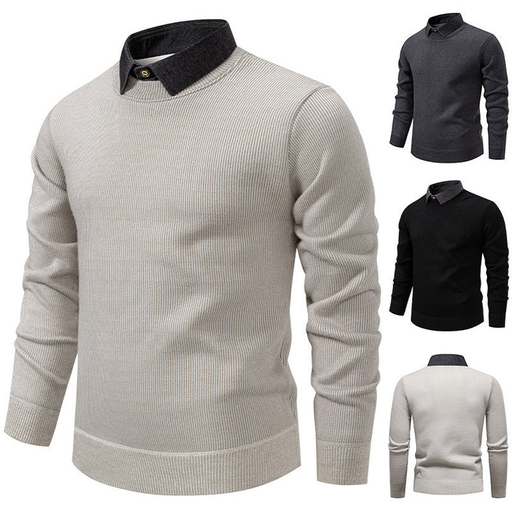 Van Dam | Heren Gebreide Pullover met Kraag Accent