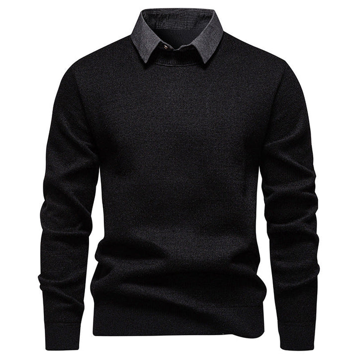 Van Dam | Heren Gebreide Pullover met Kraag Accent