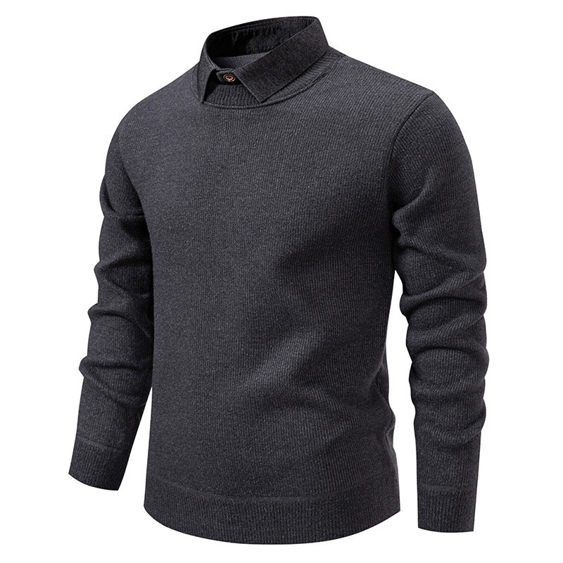 Van Dam | Heren Gebreide Pullover met Kraag Accent