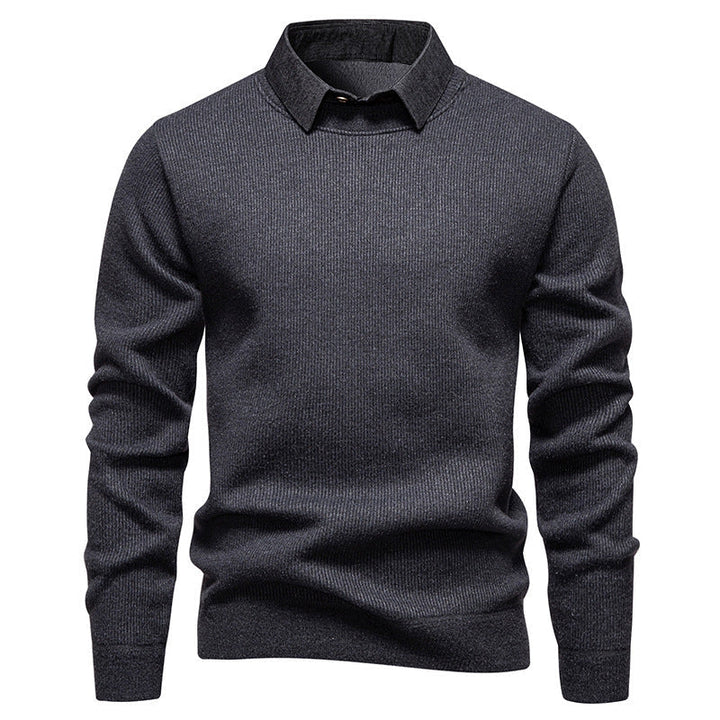 Van Dam | Heren Gebreide Pullover met Kraag Accent