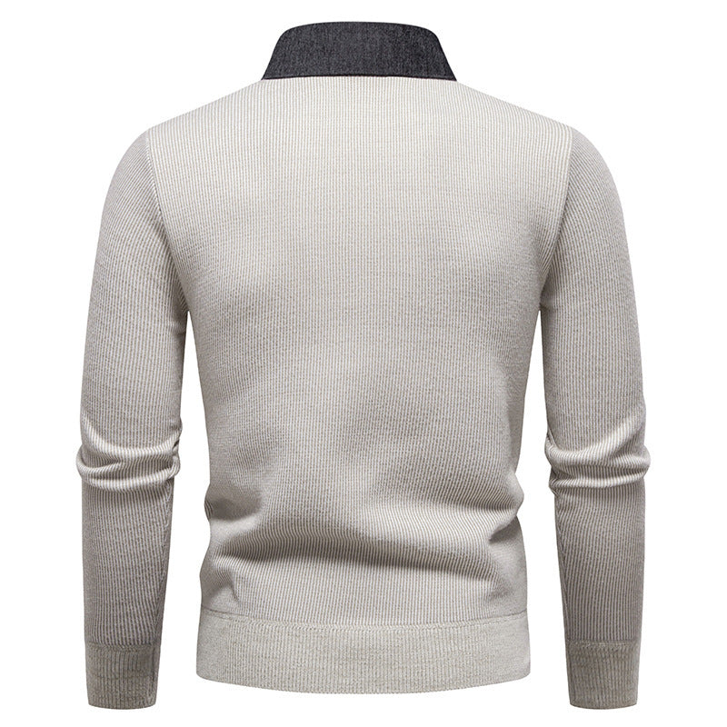 Van Dam | Heren Gebreide Pullover met Kraag Accent