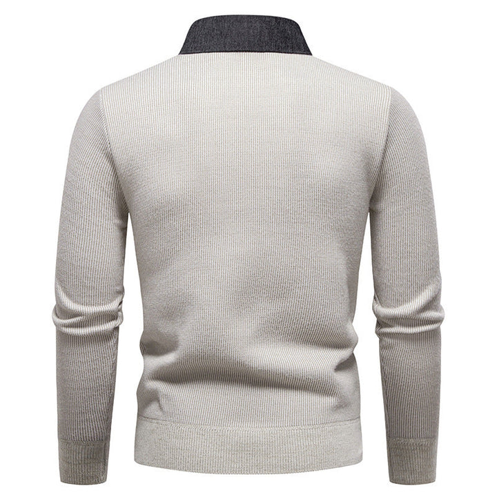 Van Dam | Heren Gebreide Pullover met Kraag Accent