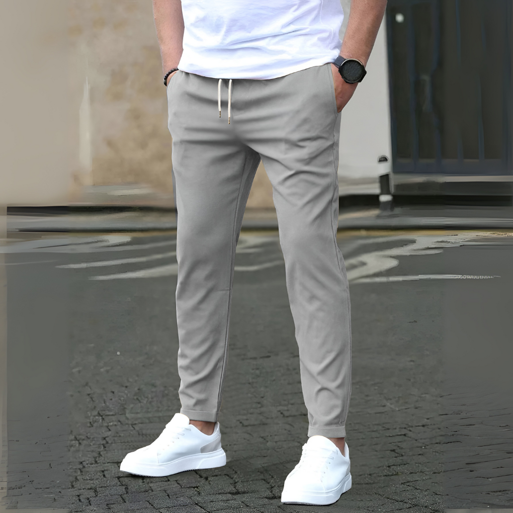 Heren slim fit trekkoordbroek