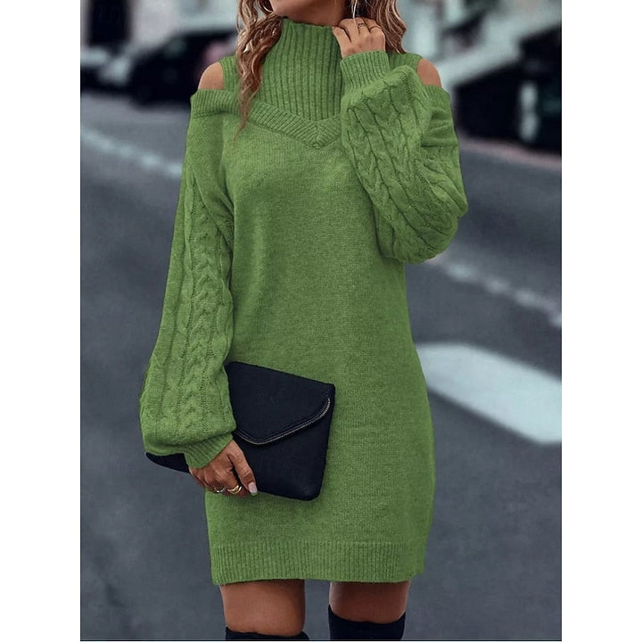 Winifred | Koud-Schouder Turtleneck Trui Jurk