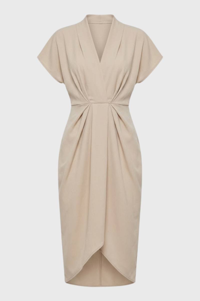 Groene Elegante Midi Jurk met Overslag