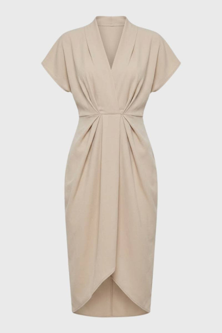 Groene Elegante Midi Jurk met Overslag