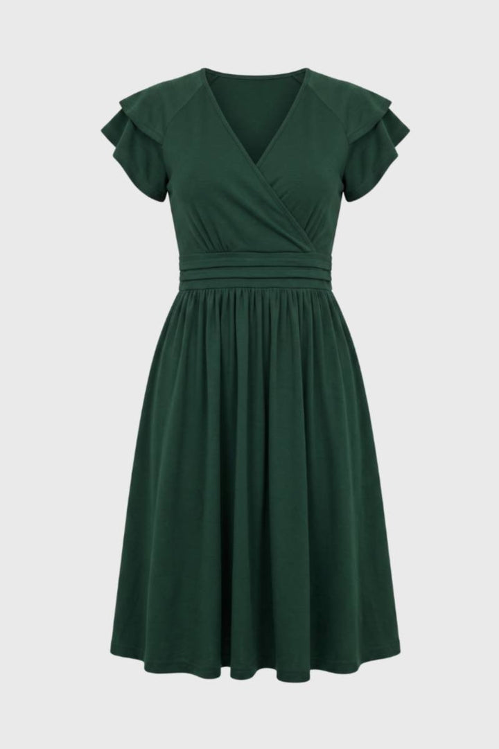 Groene Elegante Overslag Midi Jurk