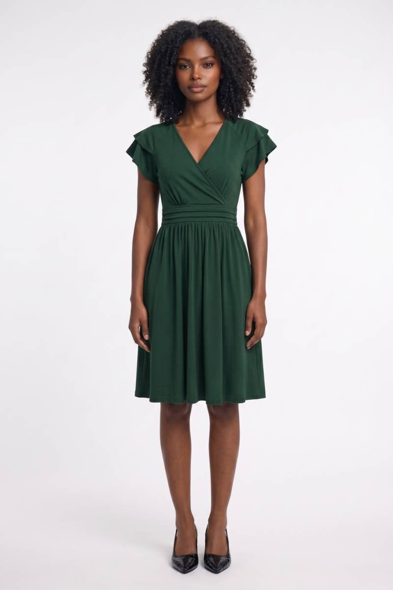 Groene Elegante Overslag Midi Jurk
