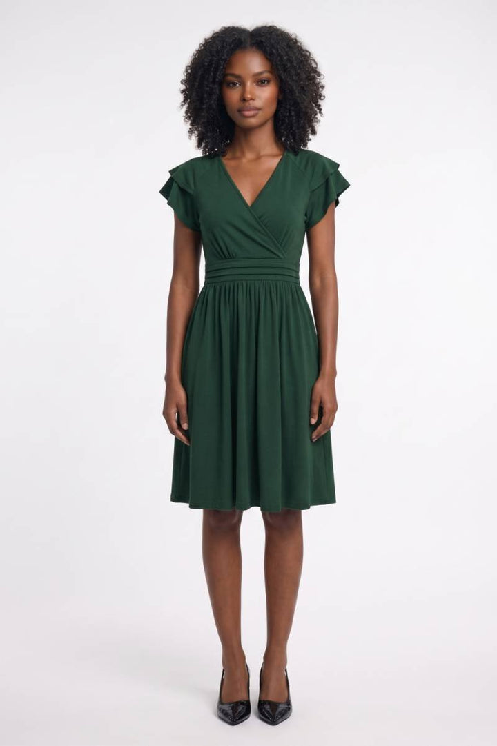 Groene Elegante Overslag Midi Jurk