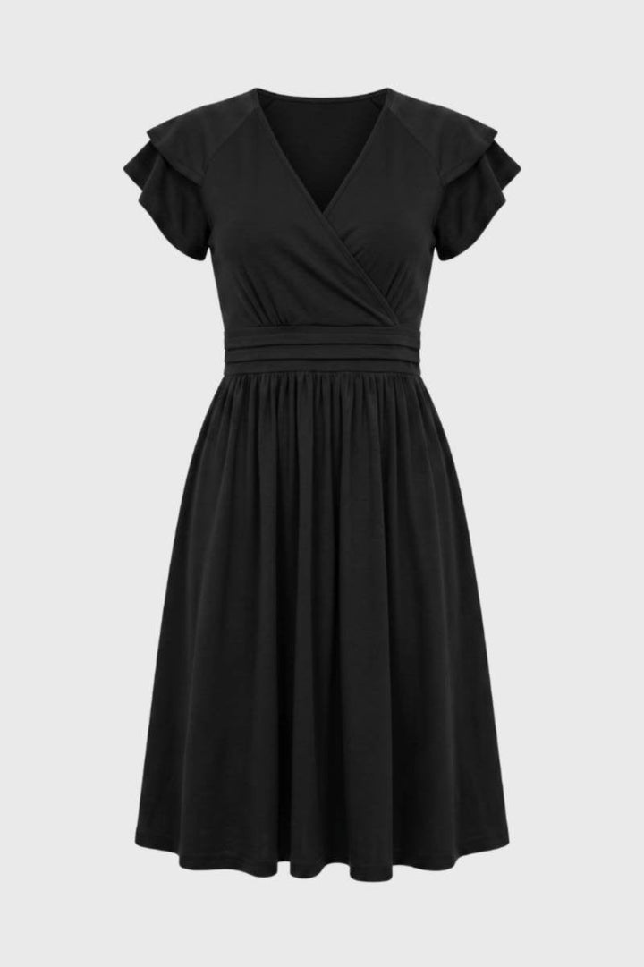 Groene Elegante Overslag Midi Jurk