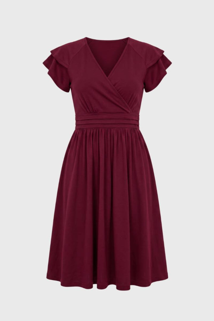 Groene Elegante Overslag Midi Jurk