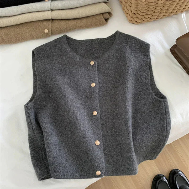 Alicia | Dames Cozy Gebreid Gilet met Knopen