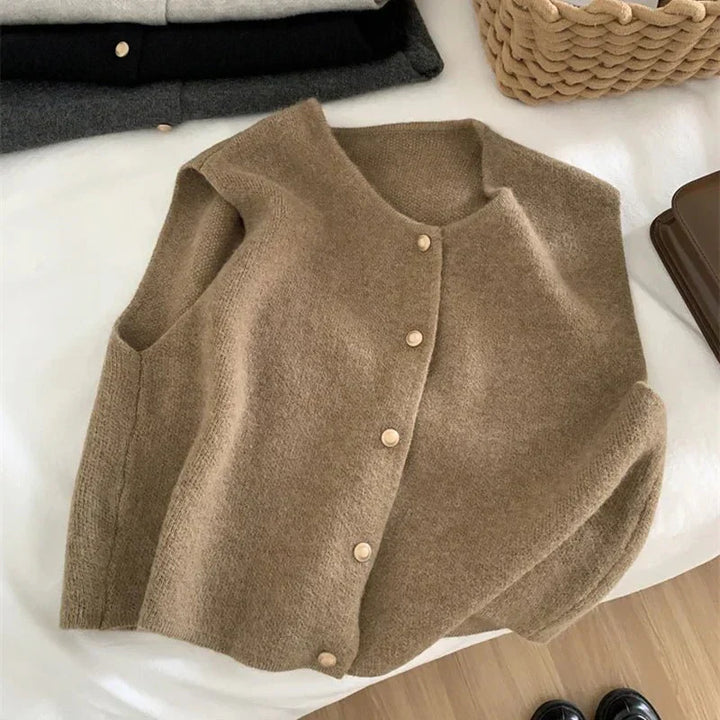Alicia | Dames Cozy Gebreid Gilet met Knopen