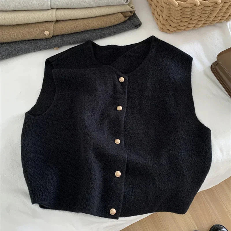 Alicia | Dames Cozy Gebreid Gilet met Knopen