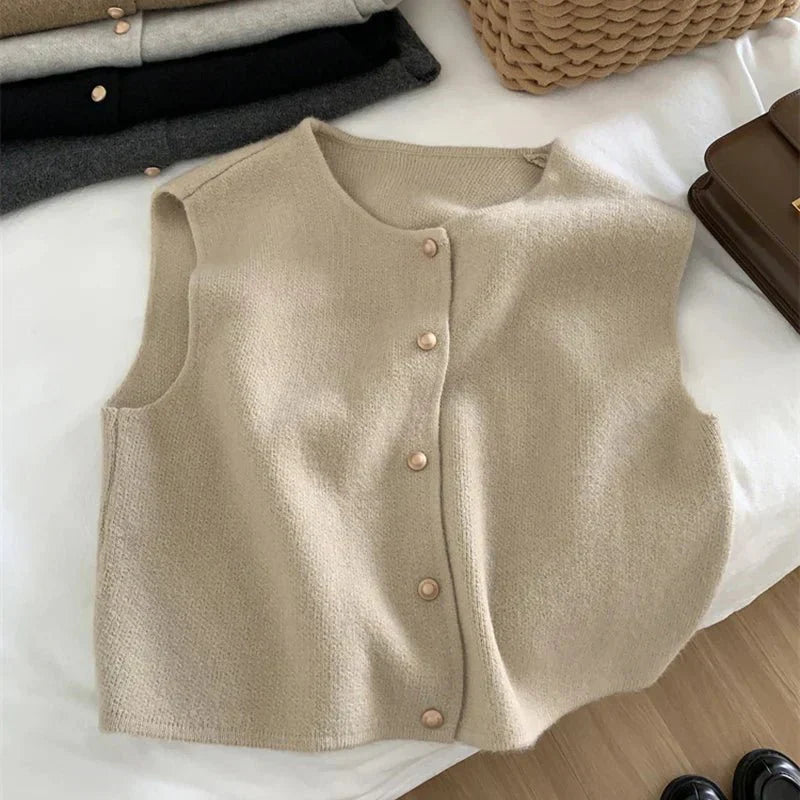 Alicia | Dames Cozy Gebreid Gilet met Knopen